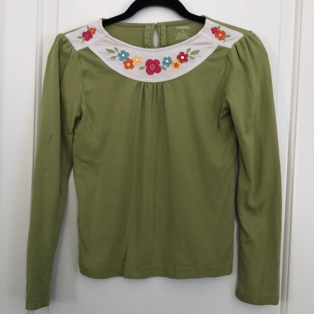 Gymboree embroidered flower cotton top size 12